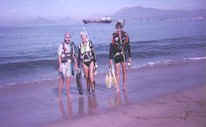 Scuba divers on Las Brisas beach in Manzanillo, Mexico