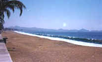 Miles of empty beach in tropical Manzanillo, Mexico