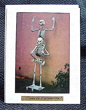 Cards with laughing skeletons are enchanged