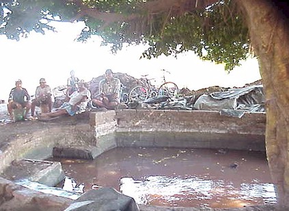 Taking a break at the well