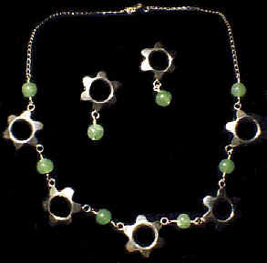 handcrafted jade necklace and earrings