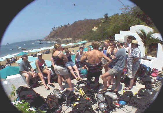 Last minute instructions, attentive audience.