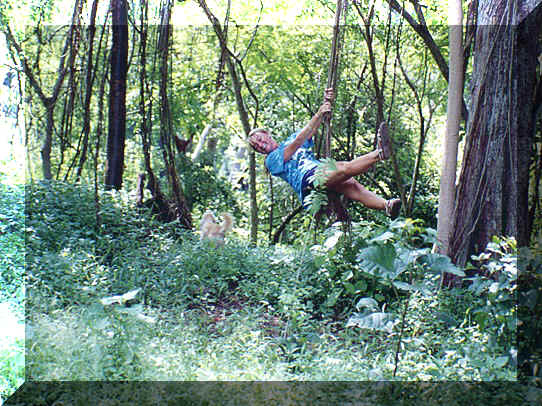 Practicing for my next role in a Tarzan flick